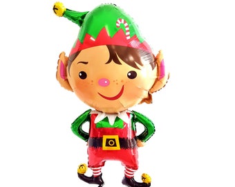 35" ELF balloon. Jumbo ELF balloon. Holiday balloons. Christmas balloons. Elf decor. Christmas party. Hot chocolate. elfie. team elf. elves