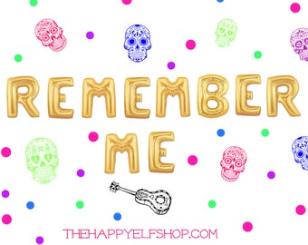 16" REMEMBER ME balloon/banner. disney coco. coco balloons. coco party. coco banner. papel picado. disney coco balloon. coco party banner