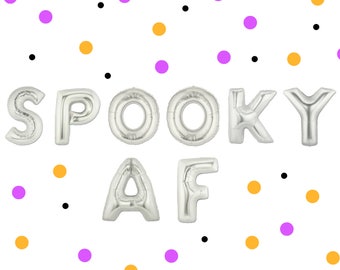 16" "SPOOKY AF" balloon/banner. Halloween balloons. Pumpkin balloon. Baby's first halloween. Halloween photo shoot. Little pumpkin.baby