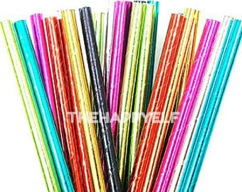 Foil party straws. metallic straws. Foil straws. coco party straws. Metallic party decor. Foil party supplies. Pink foil straws. Green foil
