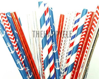 Nautical party straws. nautical party. nautical decor. nautical tableware. nautical wedding. nautical baby shower. nautical party. nautical