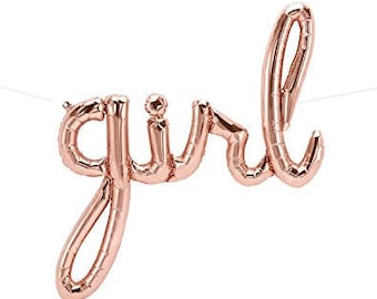 24" rose gold girl script balloons. rose gold balloons. baby balloon. baby shower decor. baby spritz decor. baby balloon. baby script