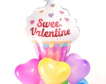 32" Jumbo cupcake valentine balloon. valentine's day balloon. heart balloon. love. valentine's day party decor. cupcake balloon. Jumbo heart