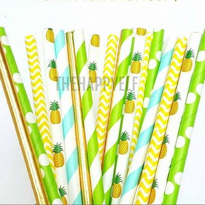 flamingo party supply paper straw Flamingo party straws flamingo decor pineapple straws watermelon straws luau party tropical straws