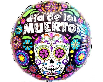 Day of the dead balloon. Sugar skull balloon. Sugar skull decor. balloon banners. halloween balloon. Sugar skull party. Sugar skull treats