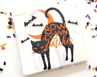 Cat napkins. Halloween party napkins. Halloween napkins. Halloween tableware. Halloween party decor. Halloween beverage napkins