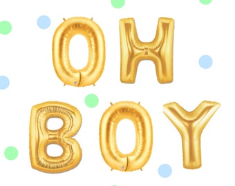 16" OH BOY balloons/banner. Baby balloons. Baby shower. Baby boy decor. Baby shower decor. Baby spritz decor. Baby balloons. Baby boy party