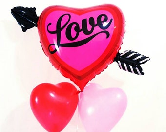 36" Jumbo love balloon. valentine's day balloon. heart balloon. love. valentine's day party decor. heart and arrow balloon. Jumbo heart love
