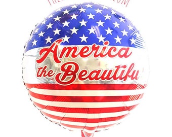 18" America the beautiful balloon. Memorial Day decor. 4th of july party. Summer Party. Number balloons. USA balloons. Olympics. Patriotic