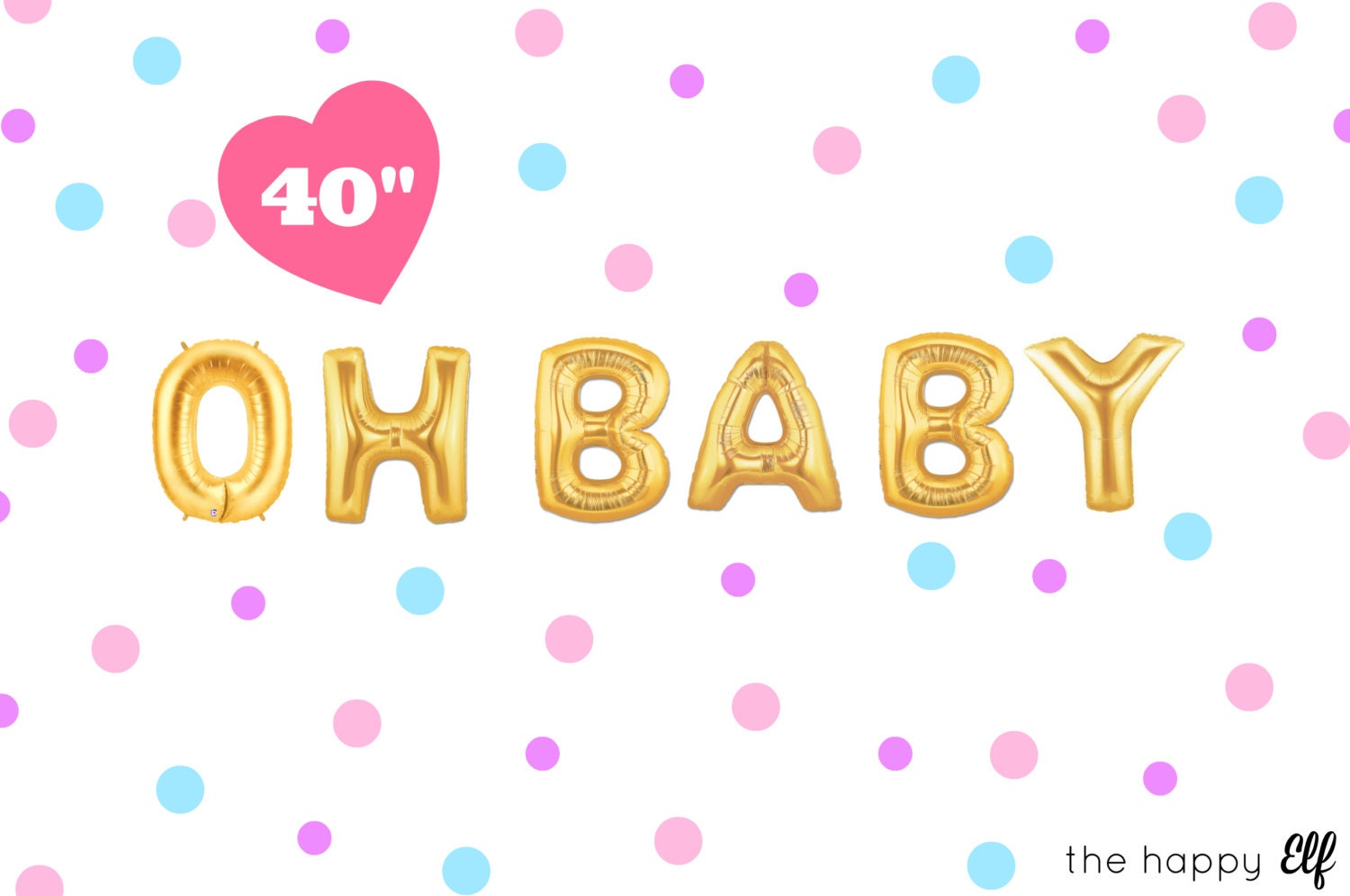 40 Gold Oh Baby Balloons Banner Baby Shower Balloons Mom To Be