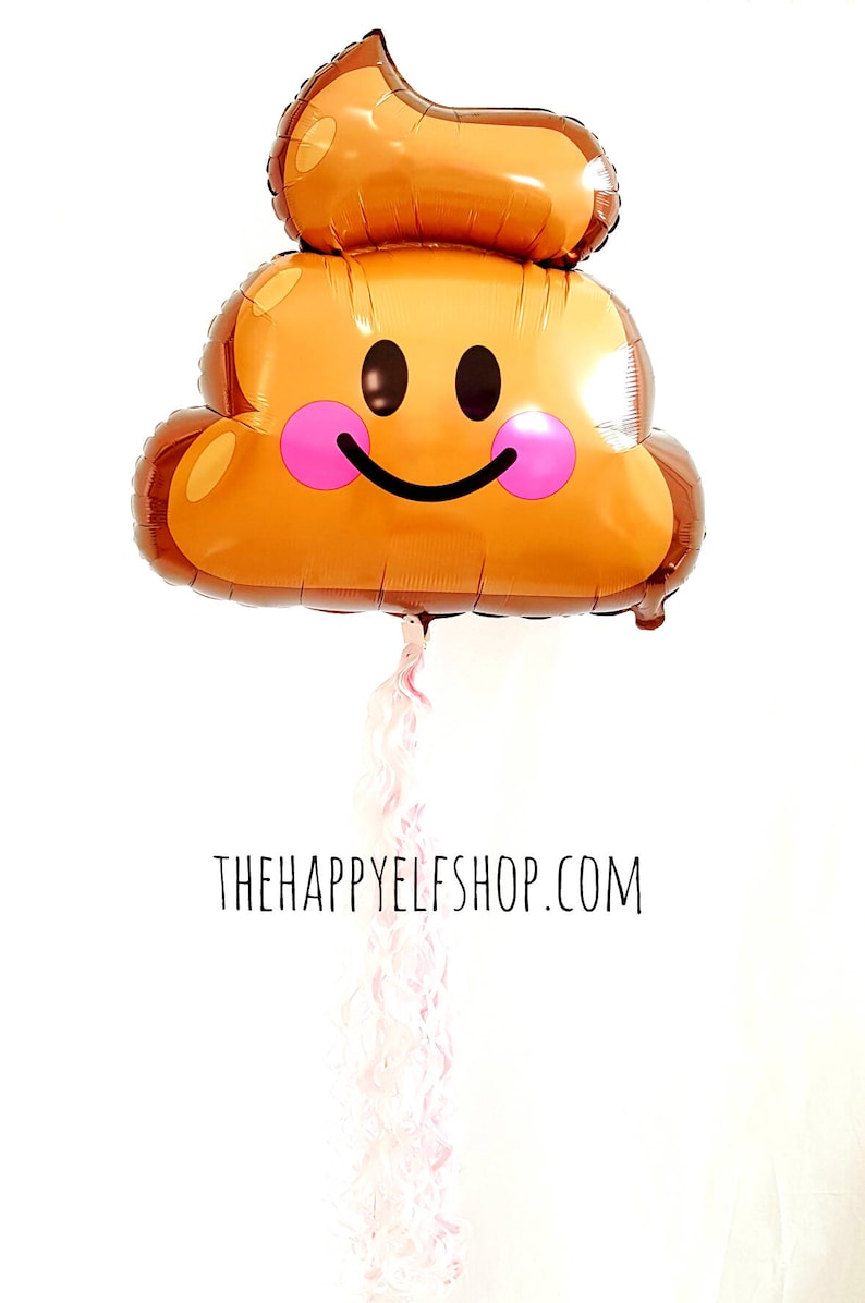 25 Poop emoji balloon. poop balloon. emoji balloons. old image 0