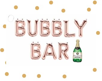 16" "Bubbly bar" balloons/banner. Party Decor. Wedding. Engagement. Bubbly bar. Bubbly bar sign. Bubbly bar banner.  Champs bar. Bubbly