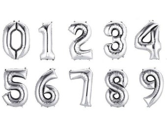 24" Silver number balloons