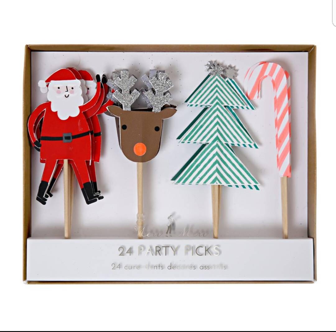 Meri Meri Christmas party picks. Christmas cupcake topper. Christmas