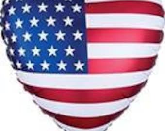Patriotic Heart Balloon: 4th of July, Memorial Day Decor (18 inch)