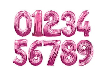 16" Pink foil mylar numbers. Balloon Banner. Number balloons. Pink balloons. 2017 BALLOONS. Graduation balloon. Milestone balloon.