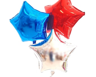 18" patriotic star balloon trio. Memorial Day decor. 4th of july party. Summer Party. Number balloons. USA balloons. Olympics. Patriotic