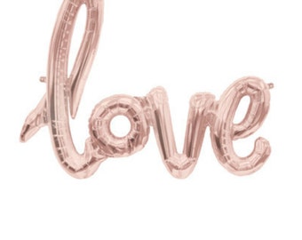 Script LOVE Balloon 40&quot; Rose Gold. Gold love balloons. Jumbo love balloon. Wedding decor. Bridal shower decor. Engagement party. Anniversary