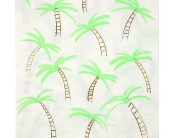 Meri Meri palm napkins. palm tree party supply. pineapple party napkins. flamingo plates. party like a pineapple. moana party. moana