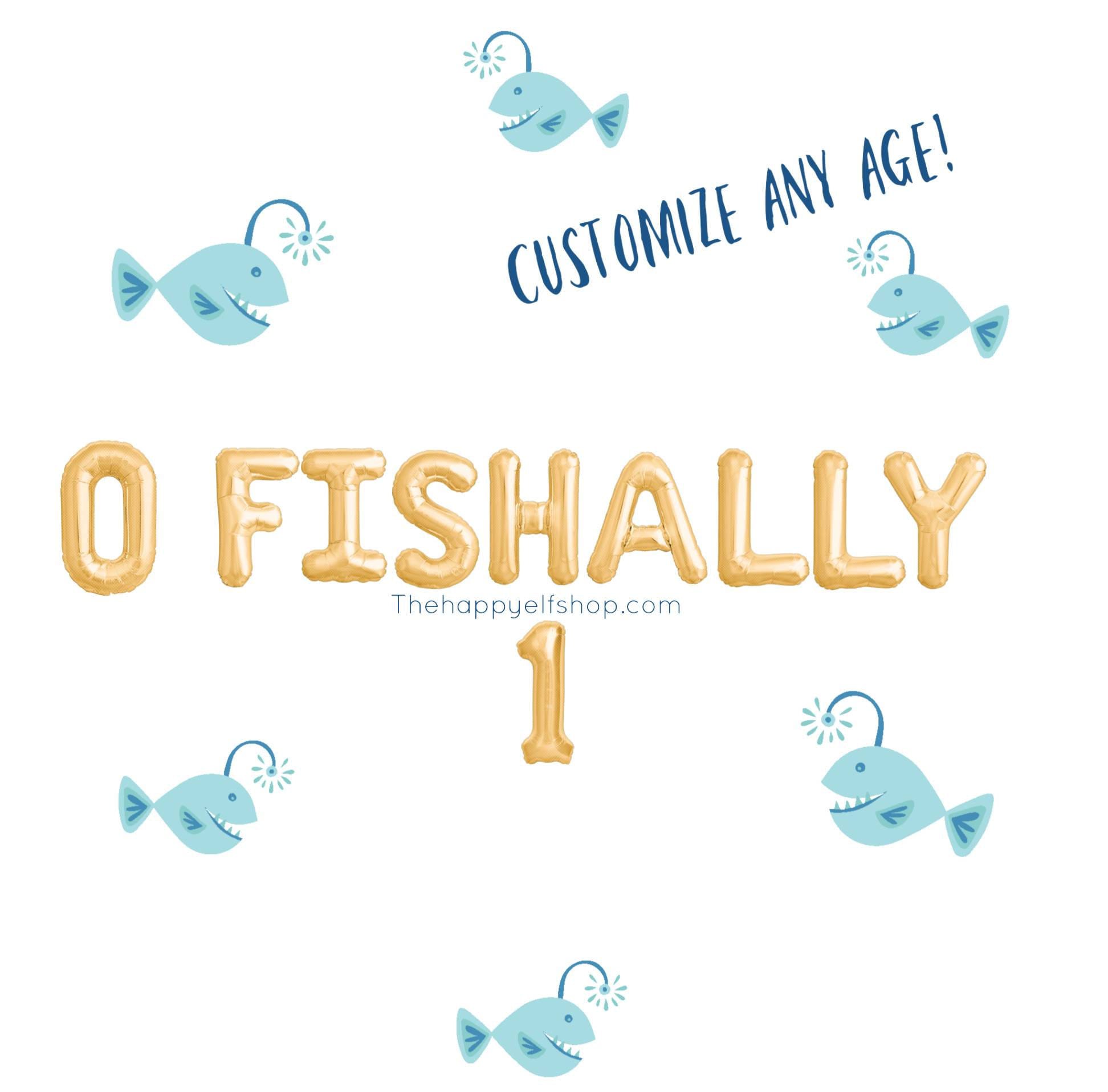 16 O Fish Ally balloons/banner. Two year old balloons. Kids party