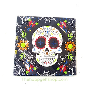 Servetten van suikerschedel. Dag van de dode servetten. Halloween-servetten. Halloween-servies. coco feestdecoratie. cocofeestje. Coco party servetten