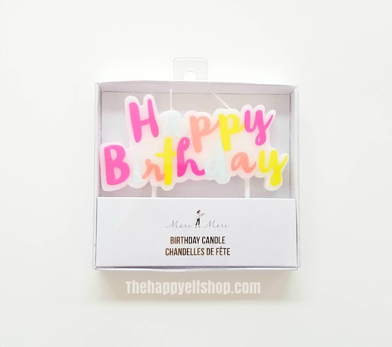 Meri Meri Pink Happy Birthday Candle