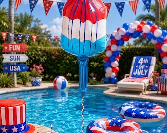 Patriotic Popsicle Balloon 40” : 4th of July Party Decor