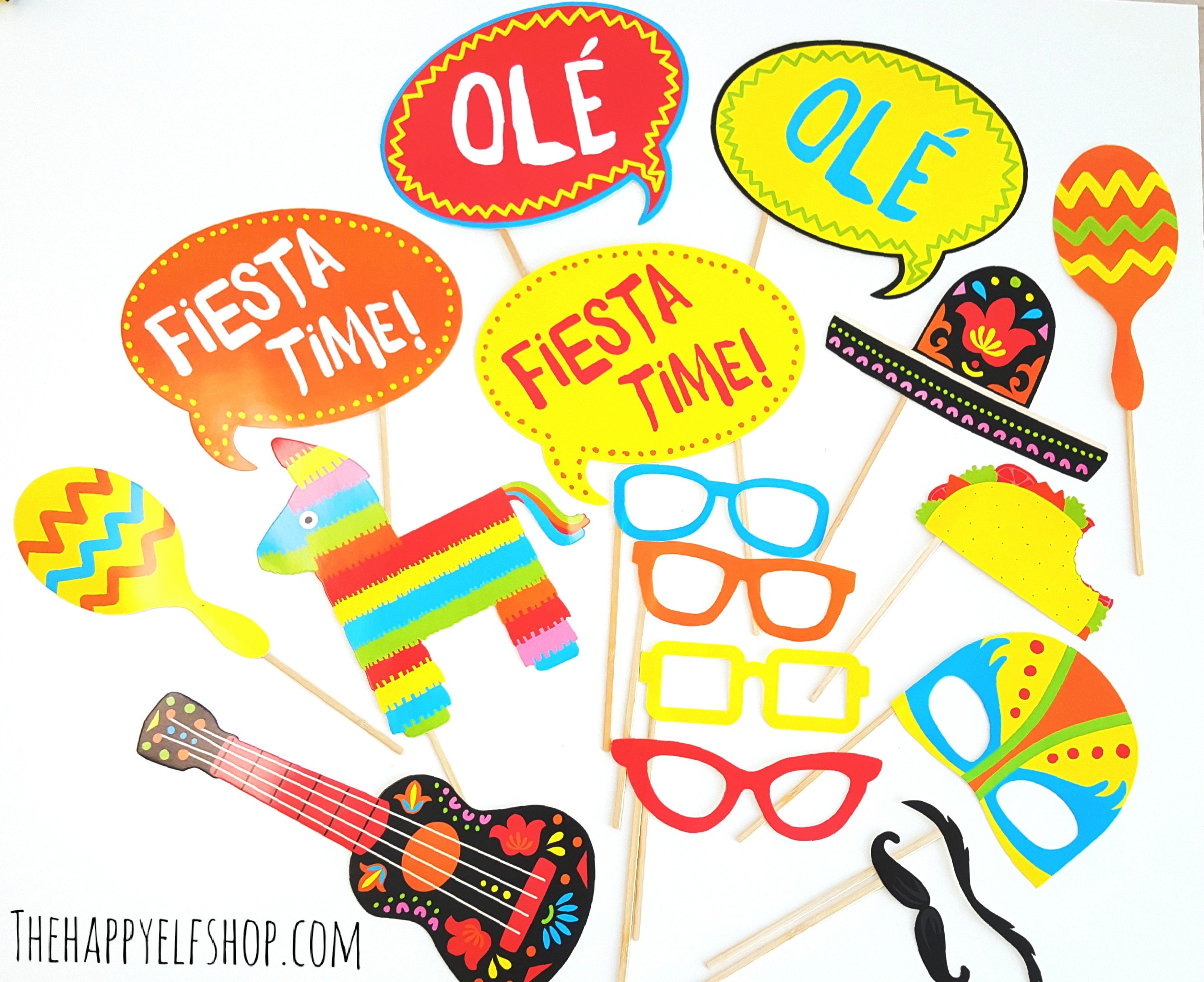 Fiesta party photo props 17 PC. Photo booth prop. Fiesta. Etsy