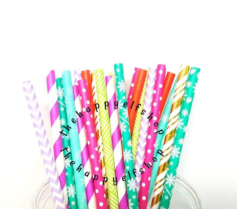 tree straws bright straws Bright Christmas straw variety christmas party Christmas straws santa straws snowflake straws gold straws