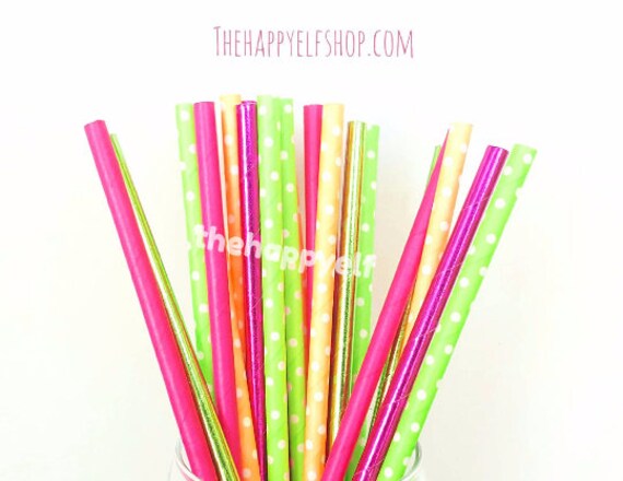 flamingo party supply paper straw Flamingo party straws flamingo decor pineapple straws watermelon straws luau party tropical straws