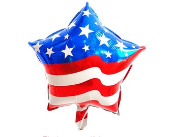 18" patriotic star balloon. Memorial Day decor. 4th of july party. Summer Party. Number balloons. USA balloons. Olympics. Patriotic