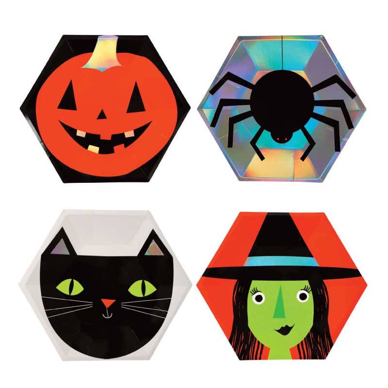 Meri Meri large Halloween paper plates (8). Halloween party supplies