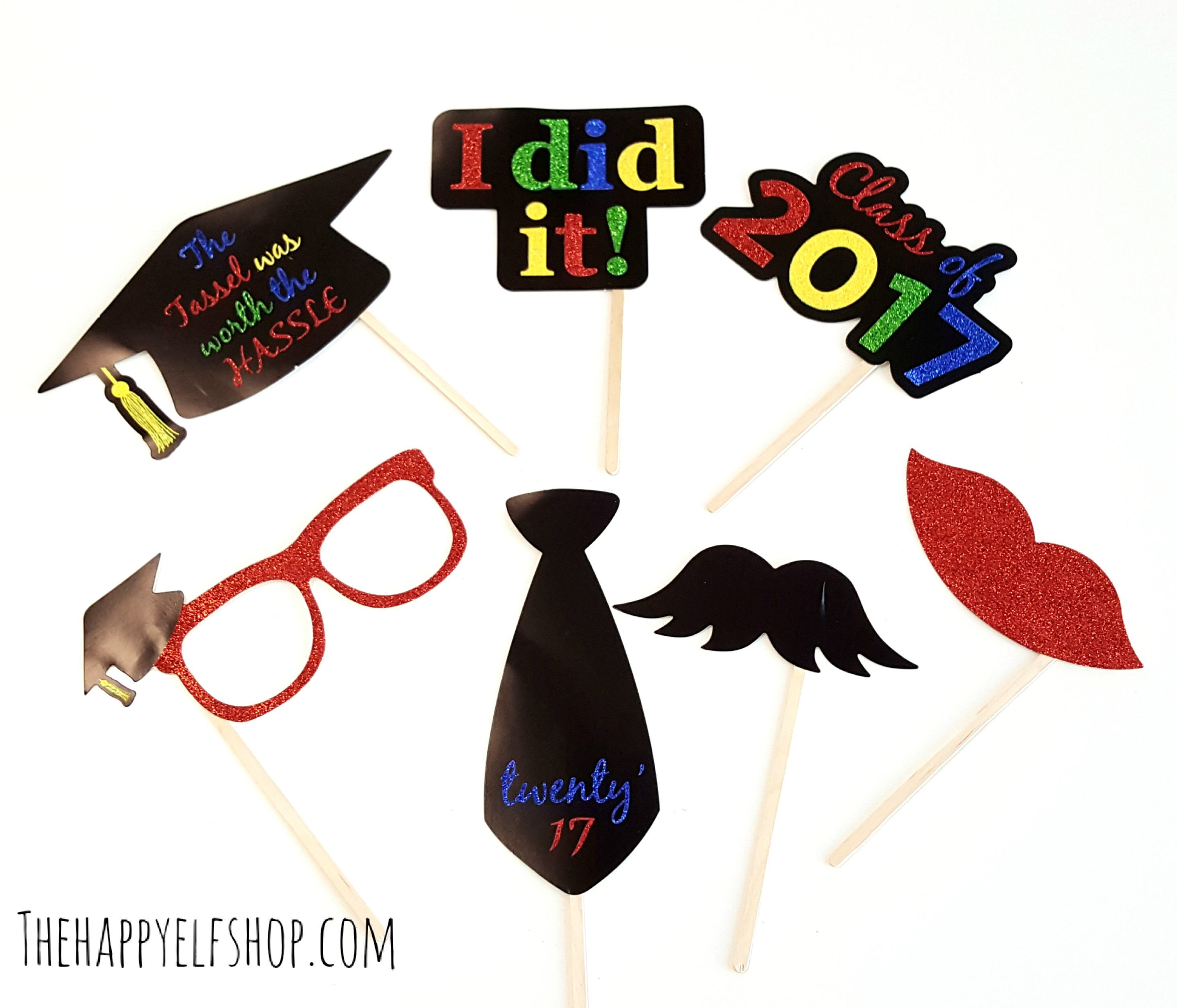 Graduation party photo props 7 PCS. Photo booth props. Graduation