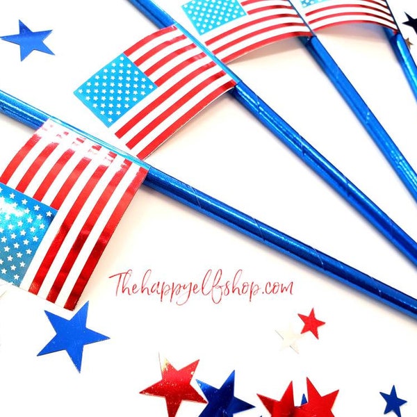 Patriotic straw variety. Patriotic straws. red white blue straws. Silver straws. 4th of july straws. 4th of july party decor. 4th of july