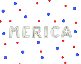 16" MERICA balloons/banner. Fourth of july balloons. American pride  balloons. patriotic balloons. WOOHOO. Party decor