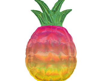 31" Holographic pineapple balloon. pineapple party. final flamingle. tropical balloon. tropical party. luau balloons. party like a pineapple