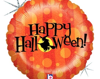 36" Happy Halloween balloon. Halloween balloon. Trick or treat. Halloween decor. Halloween party. Halloween balloon banner. witch. witch hat