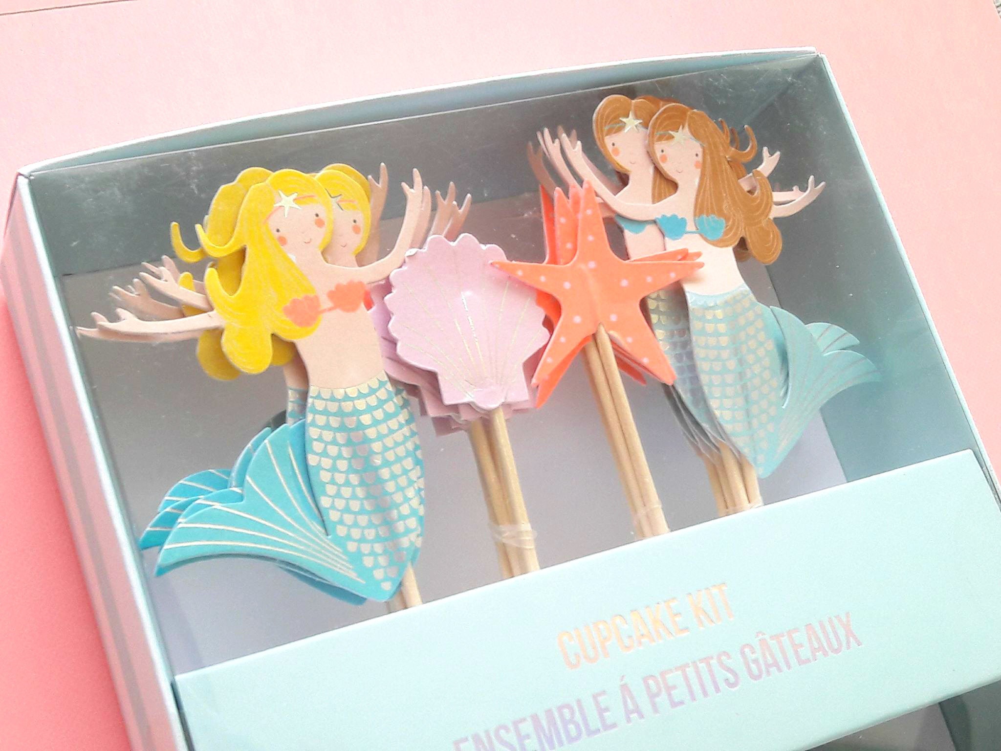 Meri Meri mermaid cupcake kit. mermaid party supplies. mermaid party