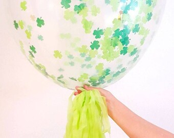 36" Shamrock confetti balloon. St Patrick's day balloons. Shamrock balloon. 36" balloons. St patrick's day decor. Shamrock decor. Irish.