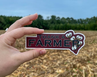 Thank a Farmer, sticker, decal, bumper sticker, cotton