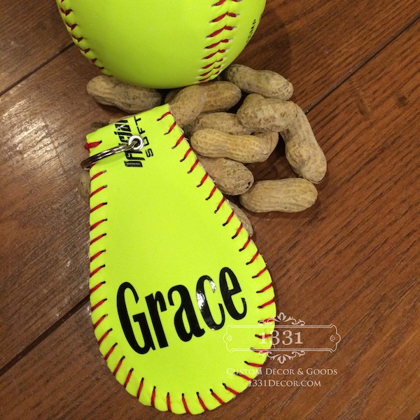Custom Softball Keychain, Personalized Team Gift