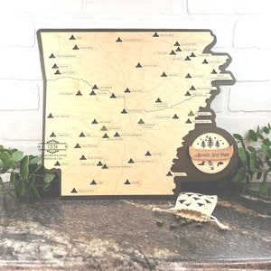 Carte de voyage des parcs d'État de l'Arkansas, carte des randonneurs de l'Arkansas pour les randonneurs, carte des parcs d'État de l'AR pour suivre les parcs d'État, carte des parcs d'État de l'AR, carte de camping,