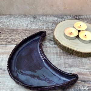 Ceramic Crescent Moon Dish - Dark Purple