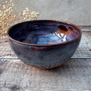 Ceramic Breakfast Bowl - Blue Fire Glaze