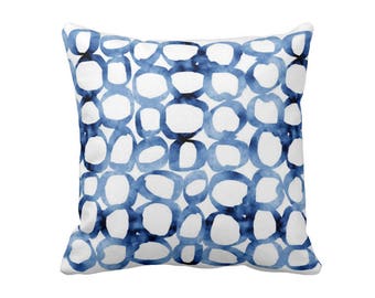 Abstract Pillow, Watercolor Pillow, Blue Pillow, Circles Loops Painted Pillow, Minimal Decor Indigo Blue Navy Pillow Boho Decor Throw Pillow