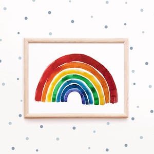 Rainbow print, Watercolor painting, Abstract art, Scandinavian art, Nordic Nursery Decor, Colorful Wall Art, Kids Room Art, Mid Century Art