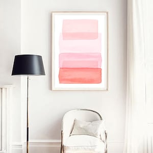 Pink Abstract art Watercolor Painting Blush Rose Peach Minimalist art Nursery Print Boho Decor Abstract Watercolor Minimal Scandinavian art