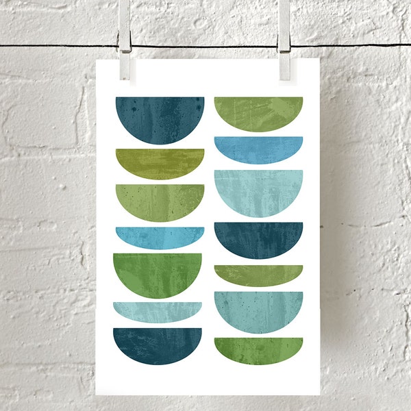 Scandinavian art, Geometric print, Blue Green Wall art, Modern Art, Mid Century Modern art, Abstract Watercolor, Marble Print, Textured art