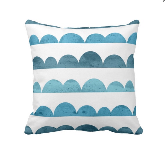 Half Moon Pillow Cover Kids Pillow Blue Circles Pillow 