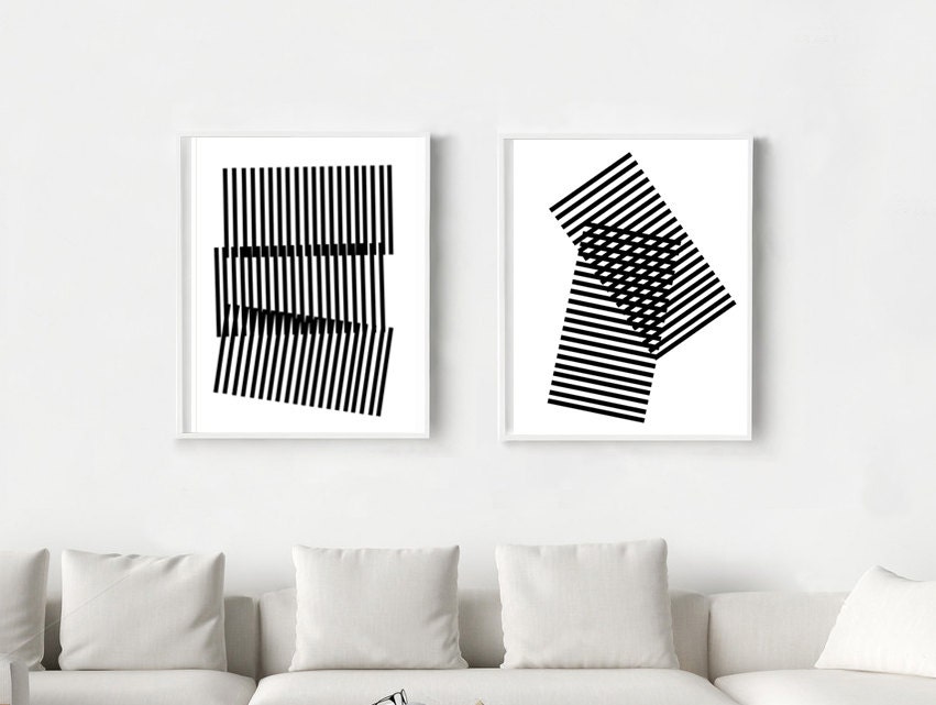 Prints Set Minimalist Poster Black and White Geometric Art | Etsy